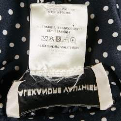 Pre Owned Alexandre Vauthier Navy Blue Polka Dots Satin Wrap Crop Top S