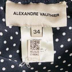 Pre Owned Alexandre Vauthier Navy Blue Polka Dots Satin Wrap Crop Top S