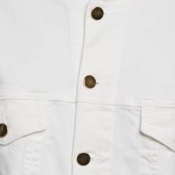 Pre Owned Alexandre Vauthier White Denim Frayed Detail Denim Jacket XS