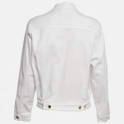 Pre Owned Alexandre Vauthier White Denim Frayed Detail Denim Jacket XS