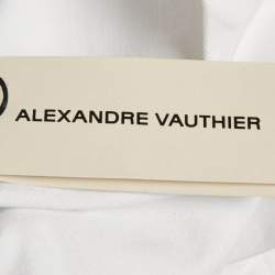 Pre Owned Alexandre Vauthier White Denim Frayed Detail Denim Jacket XS