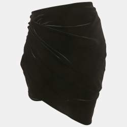 Pre Owned تنورة ألكسندر فوثير مخمل أسود مغلفة غير متماثلة مقاس كبير