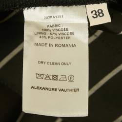 Pre Owned Alexandre Vauthier Black Striped Crepe Wide Leg Trousers S