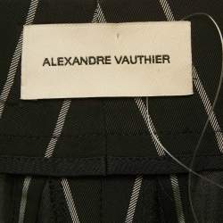 Pre Owned Alexandre Vauthier Black Striped Crepe Wide Leg Trousers S
