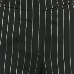 Pre Owned Alexandre Vauthier Black Striped Crepe Wide Leg Trousers S