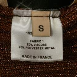 Pre Owned Alexandre Vauthier Brown Lurex Knit Back Open Top S