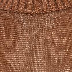 Pre Owned Alexandre Vauthier Brown Lurex Knit Back Open Top S