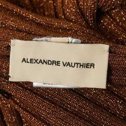 Pre Owned Alexandre Vauthier Brown Lurex Knit Back Open Top S