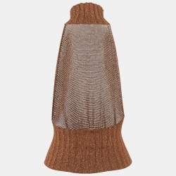 Pre Owned Alexandre Vauthier Brown Lurex Knit Back Open Top S