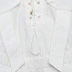 Pre Owned Alexandre Vauthier White Cotton Criss Cross Tie-Up Detail Playsuit XS