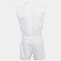 Pre Owned Alexandre Vauthier White Cotton Criss Cross Tie-Up Detail Playsuit XS