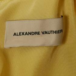 Pre Owned Alexandre Vauthier Yellow Silk Draped Mini Dress M