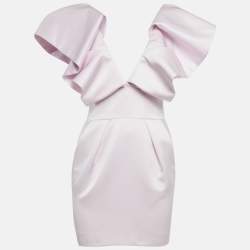 Pre Owned Alexandre Vauthier Pink Satin Ruffled Mini Dress S