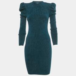 Pre Owned Alexandre Vauthier Teal Knit Sheath Mini Dress S