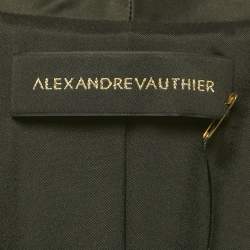 Pre Owned Alexandre Vauthier Black Satin Collar Crepe Tailored Long Dress S