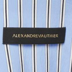 Pre Owned Alexandre Vauthier Blue Striped Cotton Wrap Shirt S