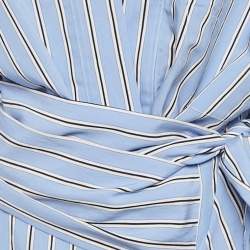 Pre Owned Alexandre Vauthier Blue Striped Cotton Wrap Shirt S