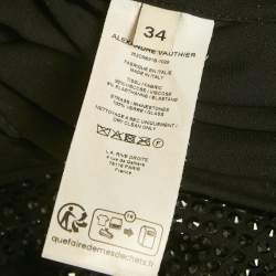 Pre Owned فساتين ألكسندر فويتيه قصيرة من الجيرسي الأسود مع كريستال كبير الحجم مقاس صغير جدًا (إكسترا إكسترا سمول)