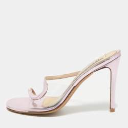 Alexandre Vauthier Metallic Pink Leather Slide Sandals Size 37