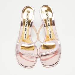 Alexandre Vauthier Metallic Pink Leather Slide Sandals Size 37