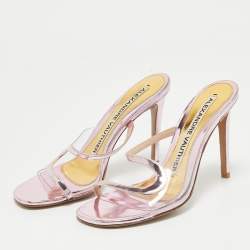 Alexandre Vauthier Metallic Pink Leather Slide Sandals Size 37