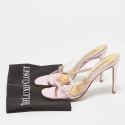 Alexandre Vauthier Metallic Pink Leather Slide Sandals Size 37