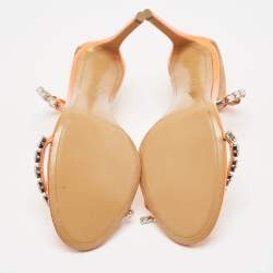 Alexandre Vauthier Orange  Patent Leather Crystal Embellishments Sandals Size 39