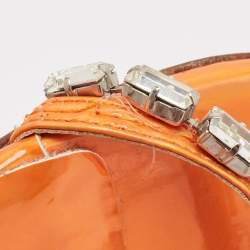 Alexandre Vauthier Orange  Patent Leather Crystal Embellishments Sandals Size 39