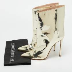 Pre Owned Alexandre Vauthier Gold Synthetic Leather Mid Calf Boots Size 39