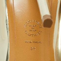 Pre Owned Alexandre Vauthier Gold Synthetic Leather Mid Calf Boots Size 39