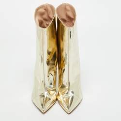 Pre Owned Alexandre Vauthier Gold Synthetic Leather Mid Calf Boots Size 39