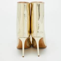 Pre Owned Alexandre Vauthier Gold Synthetic Leather Mid Calf Boots Size 39