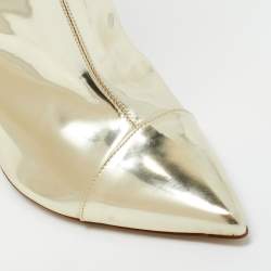 Pre Owned Alexandre Vauthier Gold Synthetic Leather Mid Calf Boots Size 39