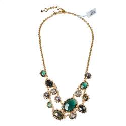 Alexis Bittar Georgian Multicolor Stone Gold Tone Double Strand Necklace