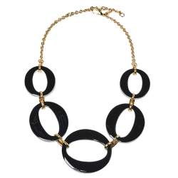 Alexix Bittar Lucite Gold Tone Large Link Necklace