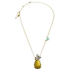 Alexis Bittar Pineapple Motif Gold Tone Pendant Necklace