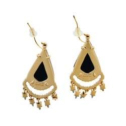 Alexis Bittar Gold Plated Crystal Lace Lucite Chandelier Earrings