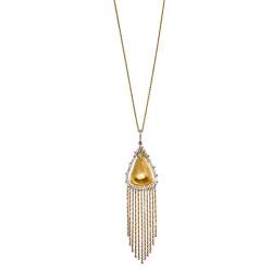 Alexis Bittar Crystal Capped Gold Tone Tassel Chain Pendant