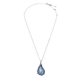 مملوكة مسبقًا Alexis Bittar Silver Tone Frosted Crystal Encrusted Pendant Necklace