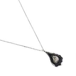 Alexis Bittar Silver Tone Frosted Crystal Encrusted Pendant Necklace 
