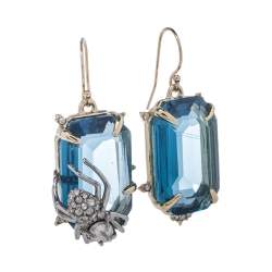 Pre Owned أقراط متدلية أليكسي بيطار مزين عنكبوت كريستال الإسبنيل مطلي روديوم و ذهب