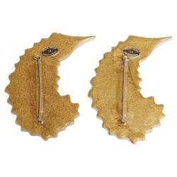 Alexis Bittar White/Grey Lucite Feather Crystal Brooch Set of Two