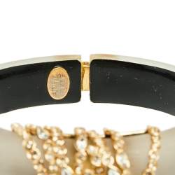 Alexis Bittar Grey Lucite Crystal Detail Cuff Bracelet