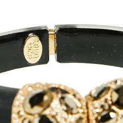 Alexis Bittar Black Lucite Crystal Detail Cuff Bracelet
