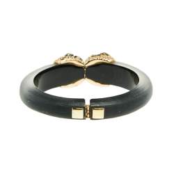 Alexis Bittar Black Lucite Crystal Detail Cuff Bracelet