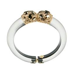 Alexis Bittar Black Lucite Crystal Detail Cuff Bracelet