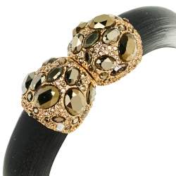 Alexis Bittar Black Lucite Crystal Detail Cuff Bracelet