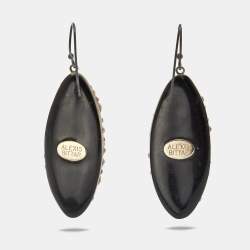 Alexis Bittar Lucite Crystal Resin Gunmetal Drop Earrings