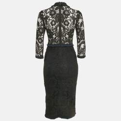 Alexis Black Lace Ruffled Midi Dress XS