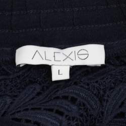 Alexis Navy Blue/White Lace Embroidered Maxi Skirt L